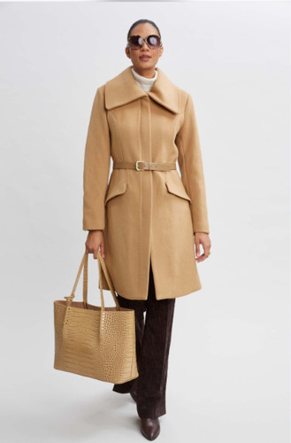 Elie tahari toffee wool coat - toffee,