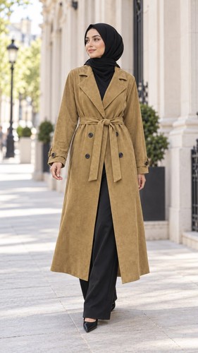 Womens long trench coat suede - womens,