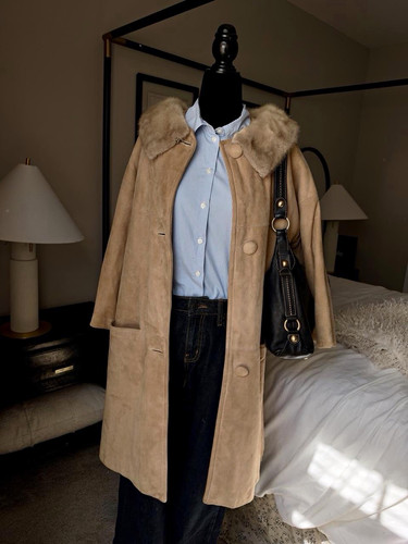 Vintage beige suede long - vintage,