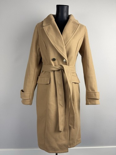 Womens camel tan long trench - long,