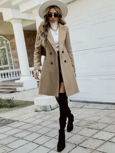 Chic camel long coat for - camel,