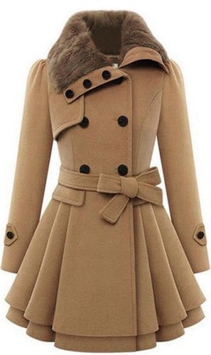 Women peacoat camel color - peacoat,