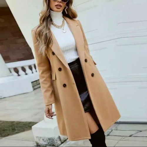 Chic camel long coat - camel,