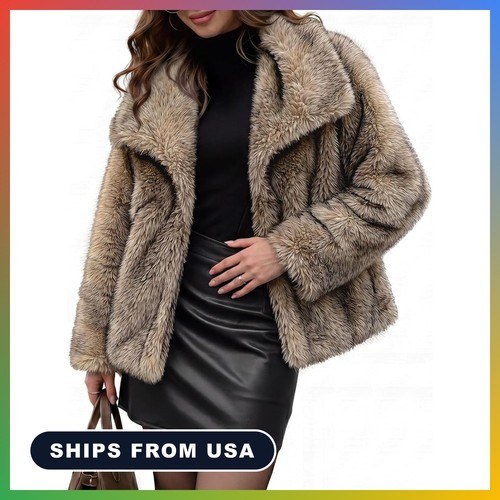 Women faux fur coat - faux,