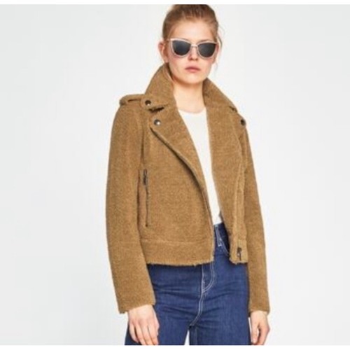 Zara camel teddy sherpa moto - zara,